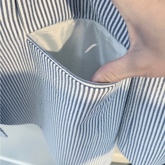 Studio Suits 44L Handcrafted Caccioppoli Seersucker Blazer Blue White Stripe NEW - Picture 4 of 10